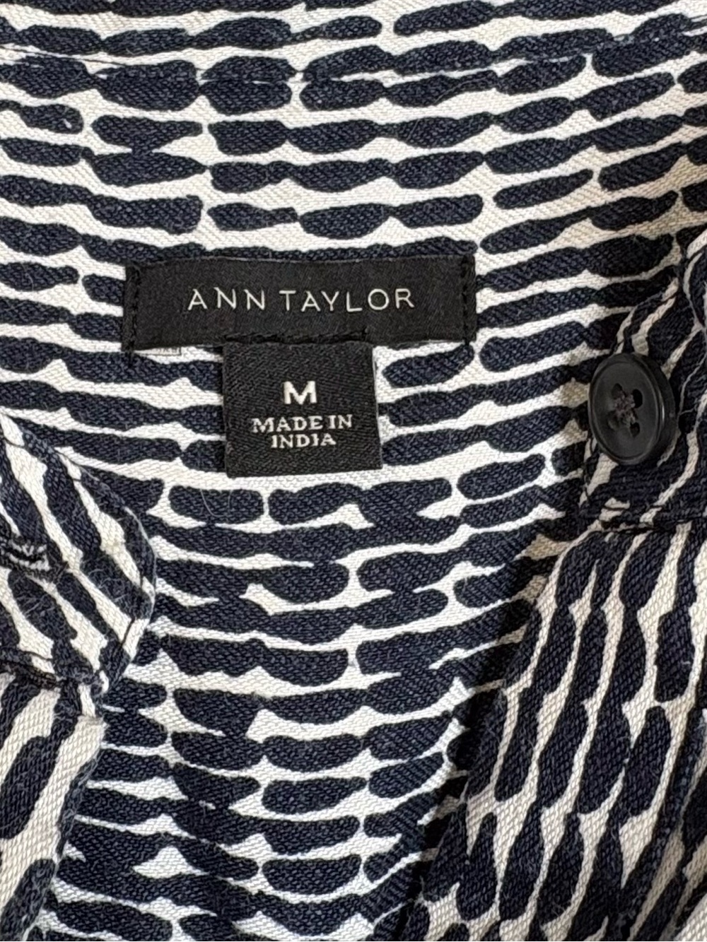 Ann Taylor Patterned Linen Blend Sleeveless Midi Shirt Dress Size M Cargo Pocket - Picture 2 of 13